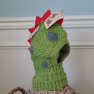 Andes Gifts Kids Green Dinosaur Knit Alpaca Hat for Kids NWT